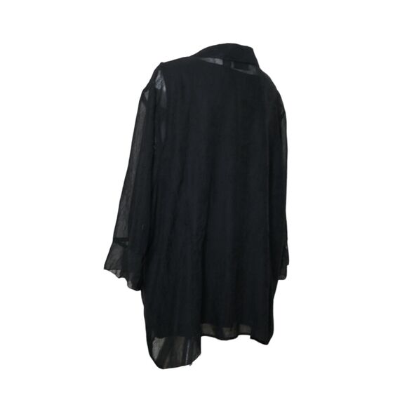 Maggie Barnes Black 3/4 Long Sleeve Button Front Twinset 3XL Ruffled Sleeve EUC - Picture 8 of 14